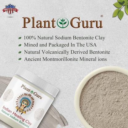 Plant Guru Sodium Bentonite Clay Powder 5 lbs – 100% Natural Indian Healing Clay for Deep Pore Cleansing Facial & Body Mask, Detox for Face, Hair, Acne & Bath Avelisse
