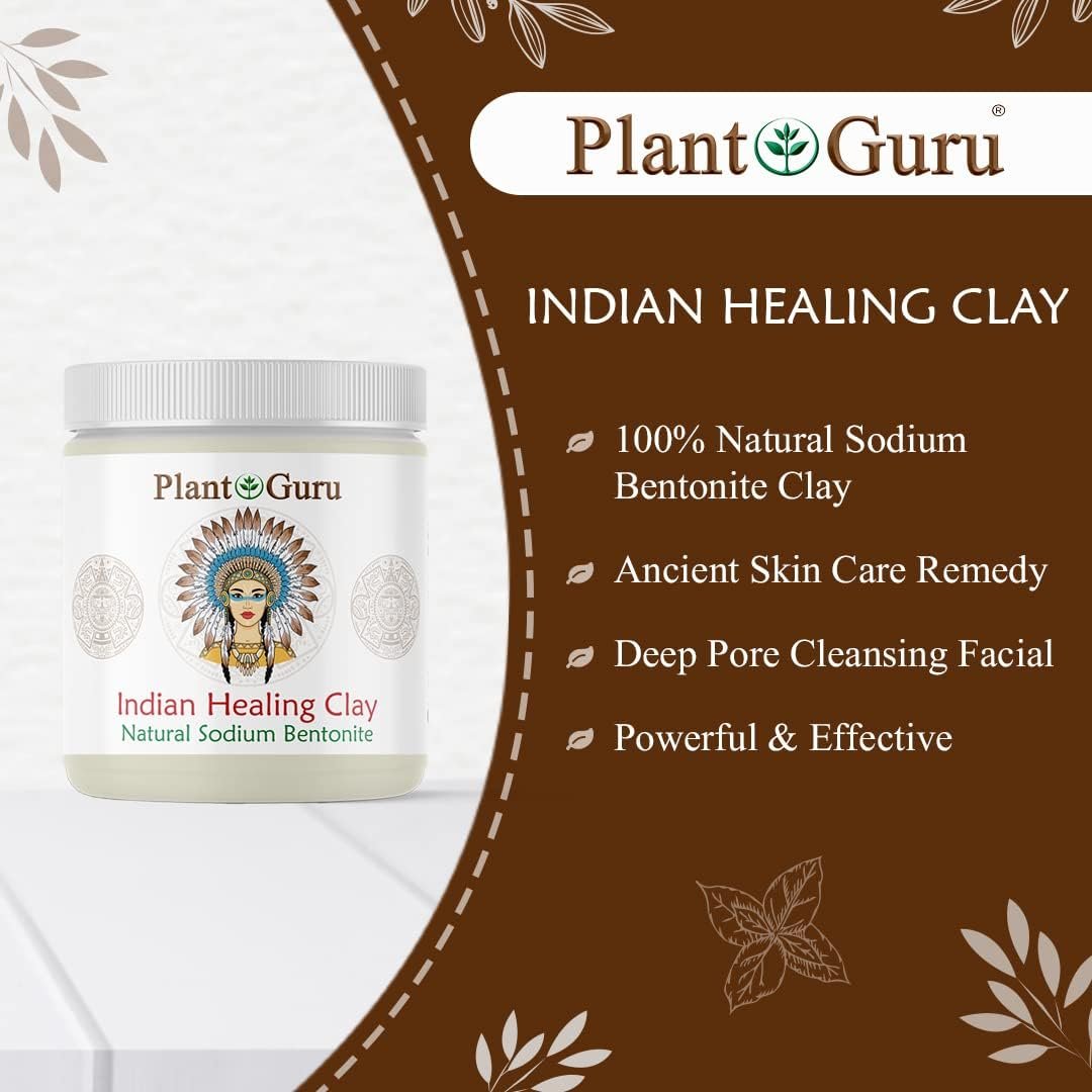 Plant Guru Sodium Bentonite Clay Powder 5 lbs – 100% Natural Indian Healing Clay for Deep Pore Cleansing Facial & Body Mask, Detox for Face, Hair, Acne & Bath Avelisse