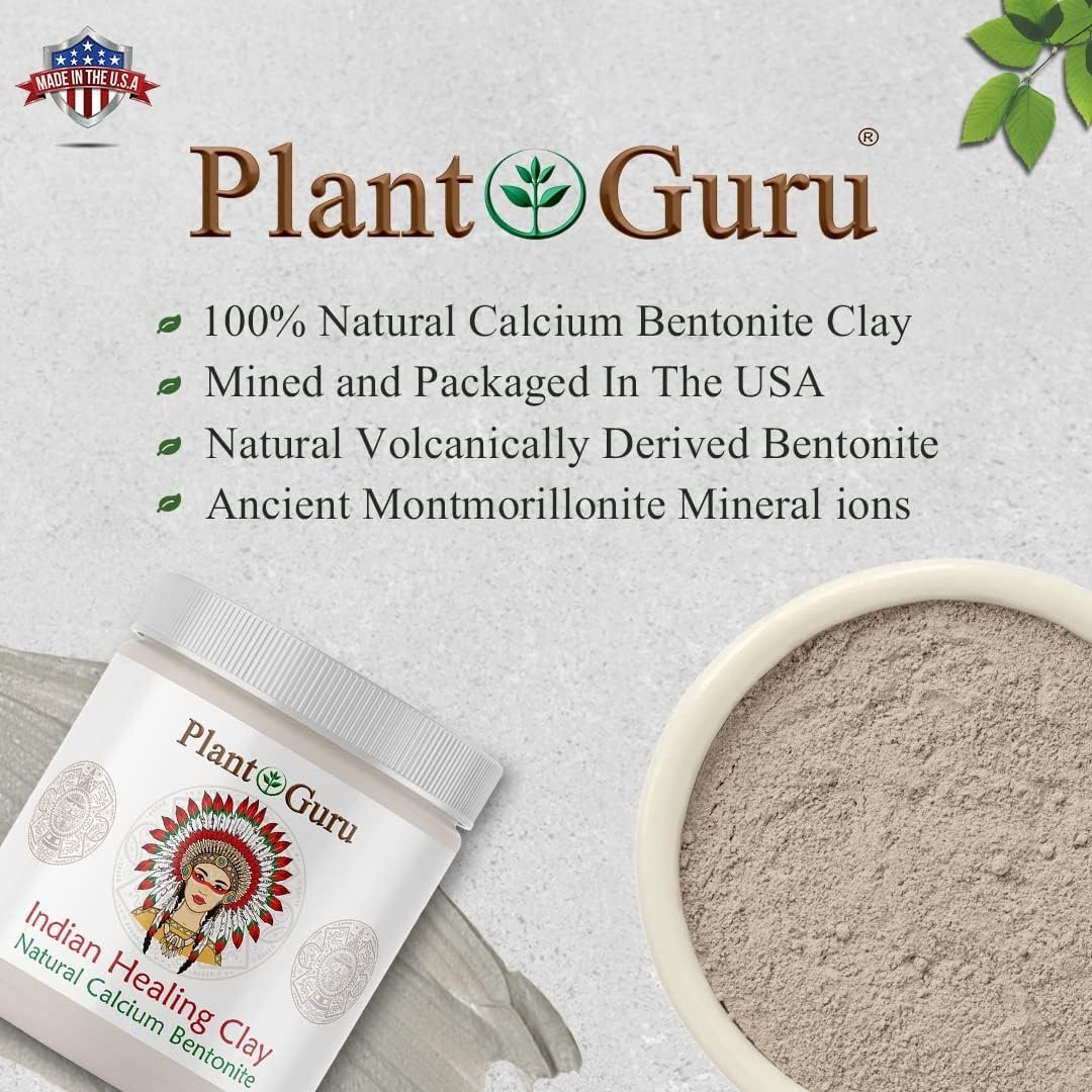Plant Guru Calcium Bentonite Clay Powder 5 lbs – 100% Natural Indian Healing Clay for Deep Pore Cleansing Face & Body Mask, Detox for Hair, Acne, Bath Avelisse