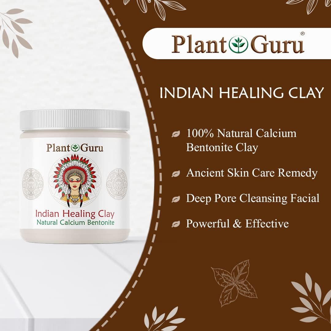 Plant Guru Calcium Bentonite Clay Powder 5 lbs – 100% Natural Indian Healing Clay for Deep Pore Cleansing Face & Body Mask, Detox for Hair, Acne, Bath Avelisse