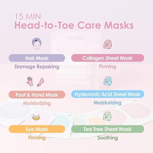 Naisture 15 Min Pamper Me Kit Duo Pack – Korean Spa Skincare Gift Sets for Women (14 Masks: Hair, Face, Eye, Hand & Foot) Avelisse