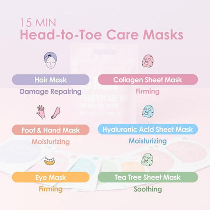 Naisture 15 Min Pamper Me Kit Duo Pack – Korean Spa Skincare Gift Sets for Women (14 Masks: Hair, Face, Eye, Hand & Foot) Avelisse
