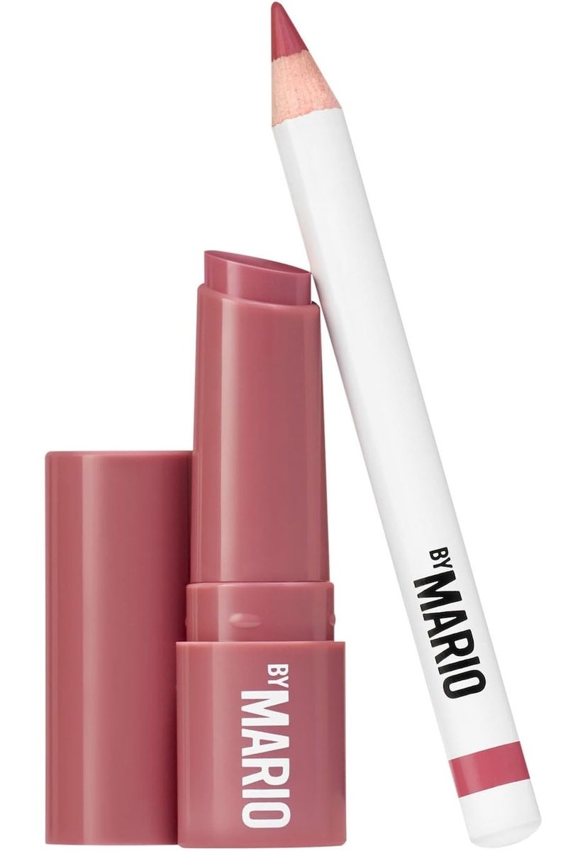 MAKEUP BY MARIO Rosewood Glow Lip Kit - Mini MoistureGlow Plumping Lip Serum & Ultra Suede Sculpting Lip Pencil, Rich Mauve - Hydrating Plumping Lip Duo, Travel Size Avelisse