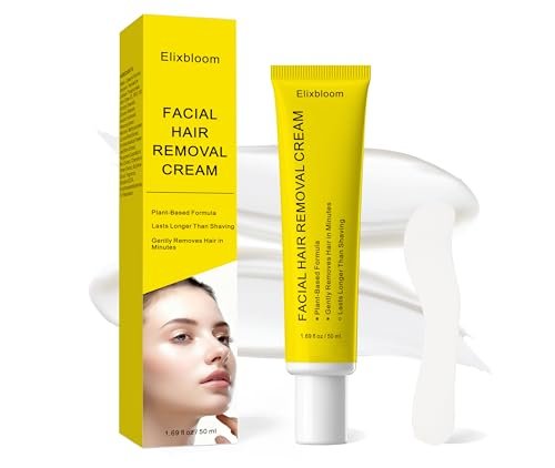 Elixbloom Facial Hair Removal Cream for Women – Painless & Gentle for Sensitive Skin, Chin, Upper Lip, Cheeks, 1.69 Fl Oz Avelisse