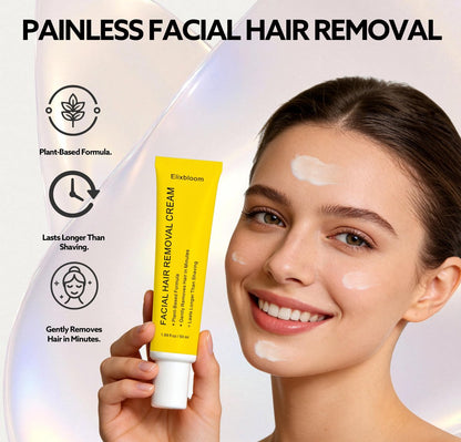 Elixbloom Facial Hair Removal Cream for Women – Painless & Gentle for Sensitive Skin, Chin, Upper Lip, Cheeks, 1.69 Fl Oz Avelisse