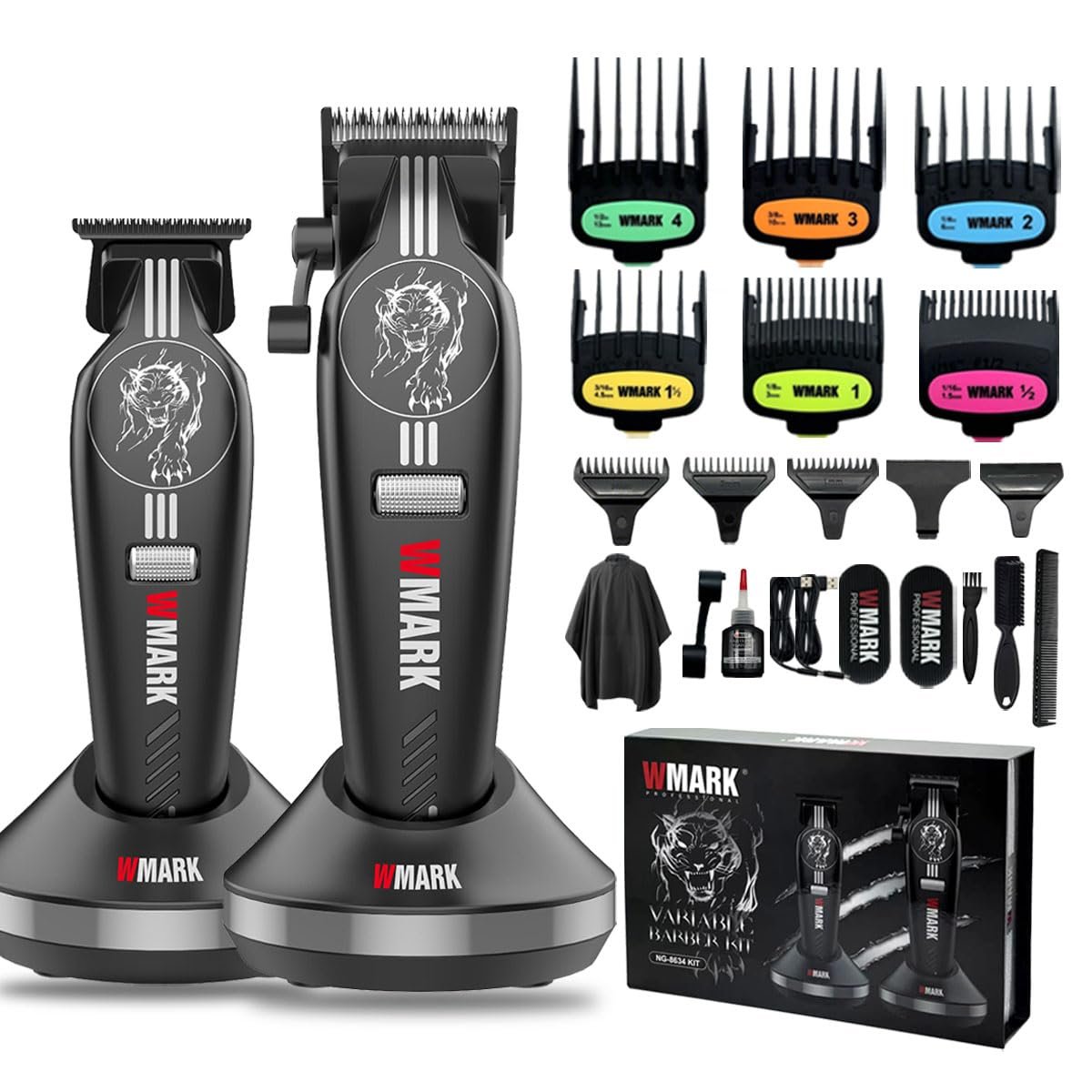 WMARK Professional Cordless Hair Clippers for Men – DLC Titanium Ceramic Blades, Stepless Speed Control, Long Battery Life – NG-8634KIT - görsel 1