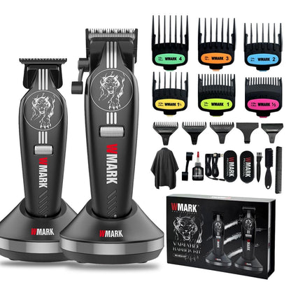 WMARK Professional Cordless Hair Clippers for Men – DLC Titanium Ceramic Blades, Stepless Speed Control, Long Battery Life – NG-8634KIT