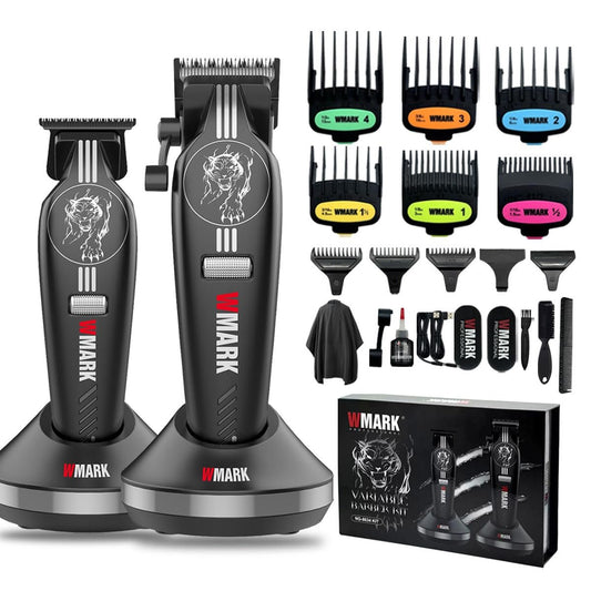 WMARK Professional Cordless Hair Clippers – DLC Titanium Ceramic Fade Blades: The blades are crafted from – Image 1