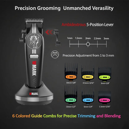 WMARK Professional Cordless Hair Clippers for Men – DLC Titanium Ceramic Blades, Stepless Speed Control, Long Battery Life – NG-8634KIT