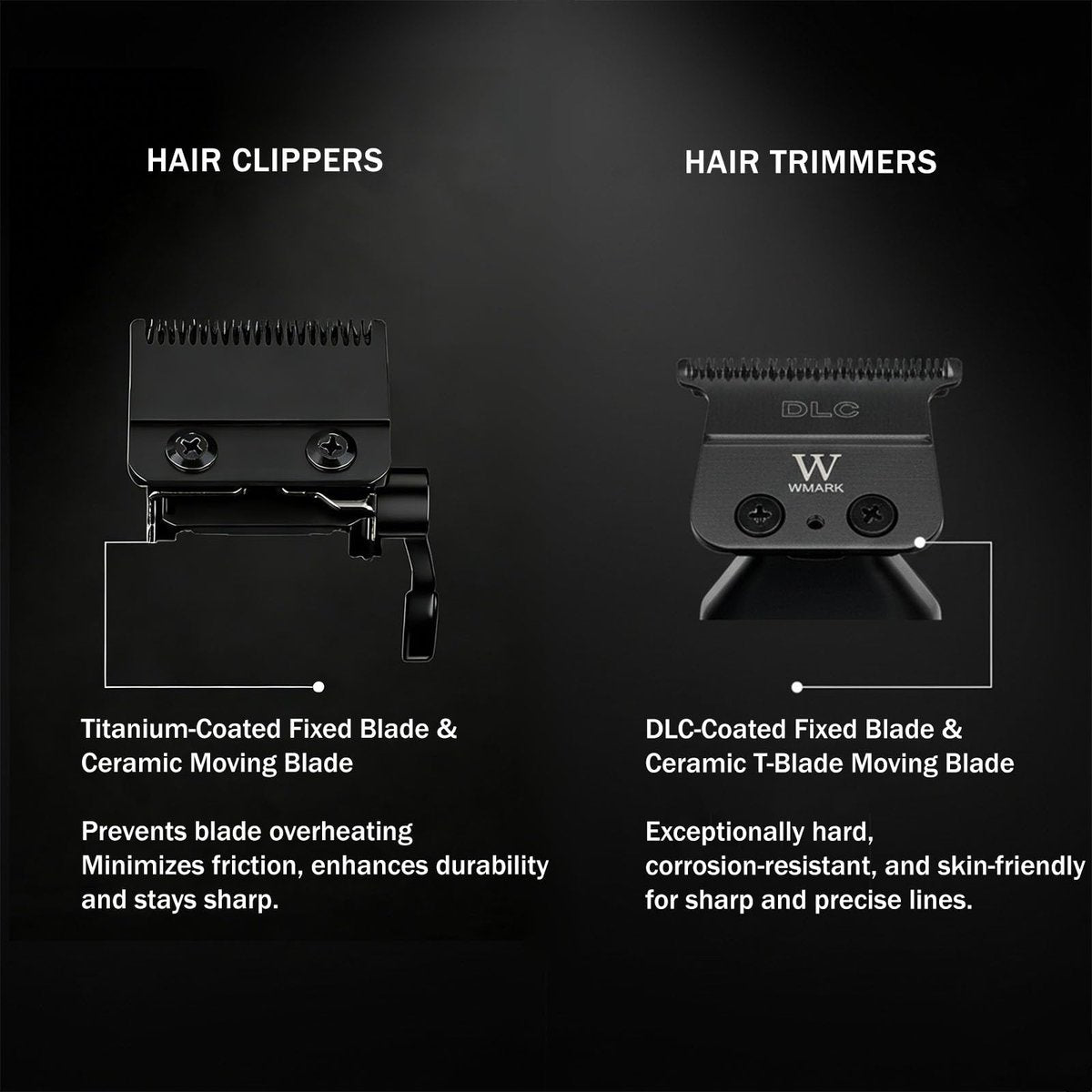 WMARK Professional Cordless Hair Clippers for Men – DLC Titanium Ceramic Blades, Stepless Speed Control, Long Battery Life – NG-8634KIT - görsel 5