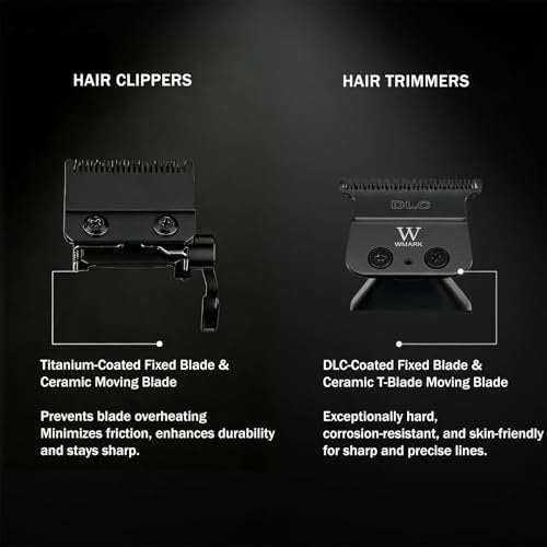 WMARK Professional Cordless Hair Clippers for Men – DLC Titanium Ceramic Blades, Stepless Speed Control, Long Battery Life – NG-8634KIT - görsel 6