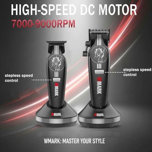 WMARK Professional Cordless Hair Clippers for Men – DLC Titanium Ceramic Blades, Stepless Speed Control, Long Battery Life – NG-8634KIT - görsel 4
