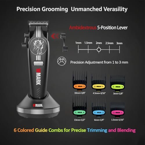 WMARK Professional Cordless Hair Clippers for Men – DLC Titanium Ceramic Blades, Stepless Speed Control, Long Battery Life – NG-8634KIT - görsel 10