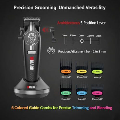 WMARK Professional Cordless Hair Clippers for Men – DLC Titanium Ceramic Blades, Stepless Speed Control, Long Battery Life – NG-8634KIT