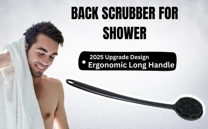 Silicone Back Scrubber for Shower – Long Handle Body Brush for Hard-to-Reach Areas, Gentle Exfoliating Body Scrubber for Sensitive Skin, Hygienic Loofah Alternative to Reduce Back Acne Avelisse