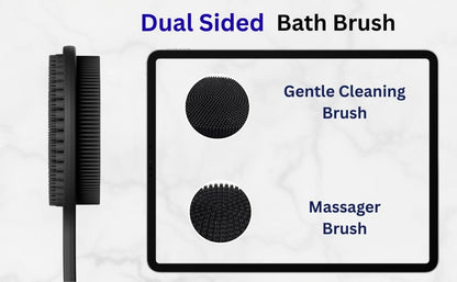 Silicone Back Scrubber for Shower – Long Handle Body Brush for Hard-to-Reach Areas, Gentle Exfoliating Body Scrubber for Sensitive Skin, Hygienic Loofah Alternative to Reduce Back Acne Avelisse