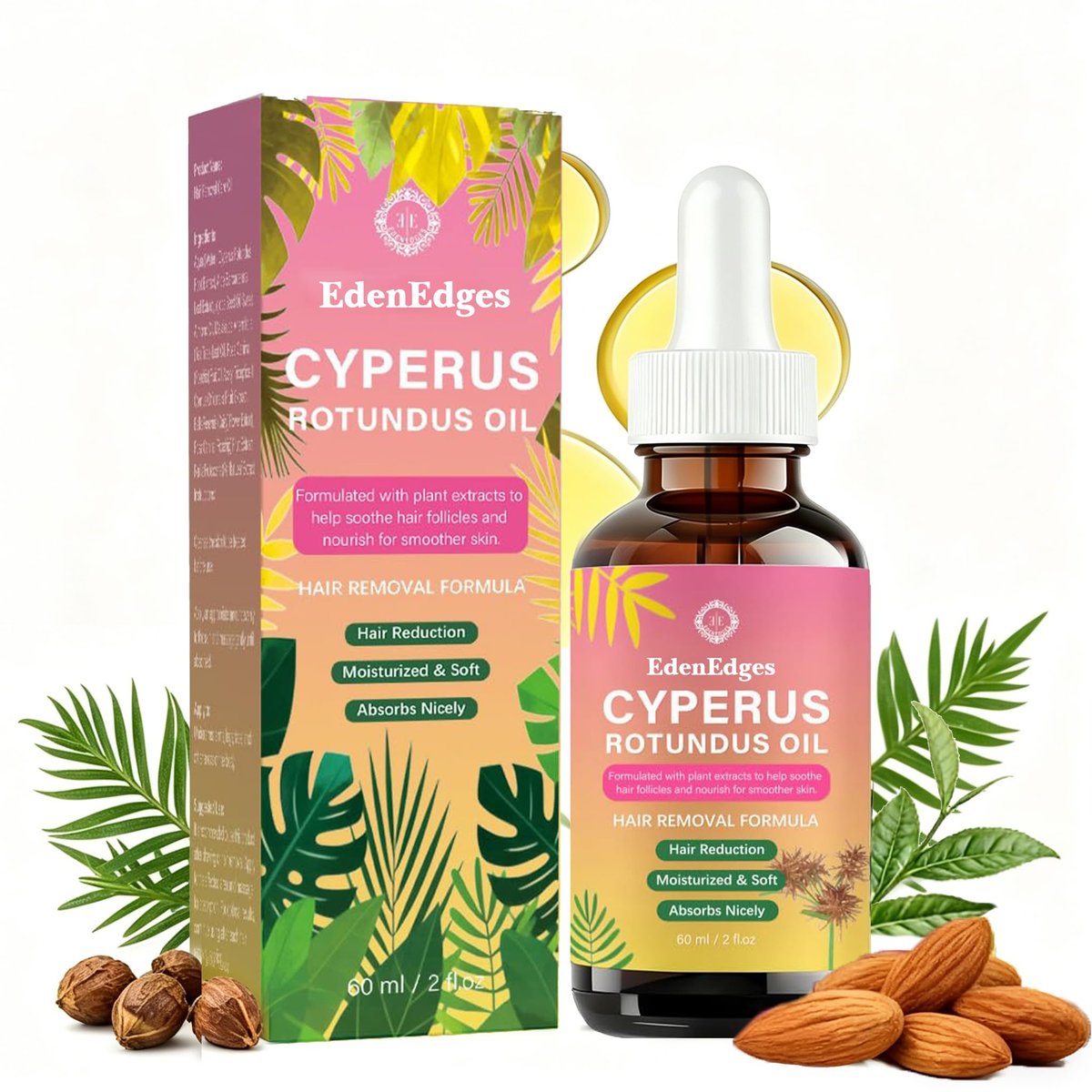 Natural Cyperus Rotundus Oil | Reducing Body Hair Growth & Hair Growth Inhibitor for Women & Men | Hair Removal Oil, Slows Unwanted Hair on Body | Soothes Skin, Suitable for All Skin Types | 60ml Avelisse