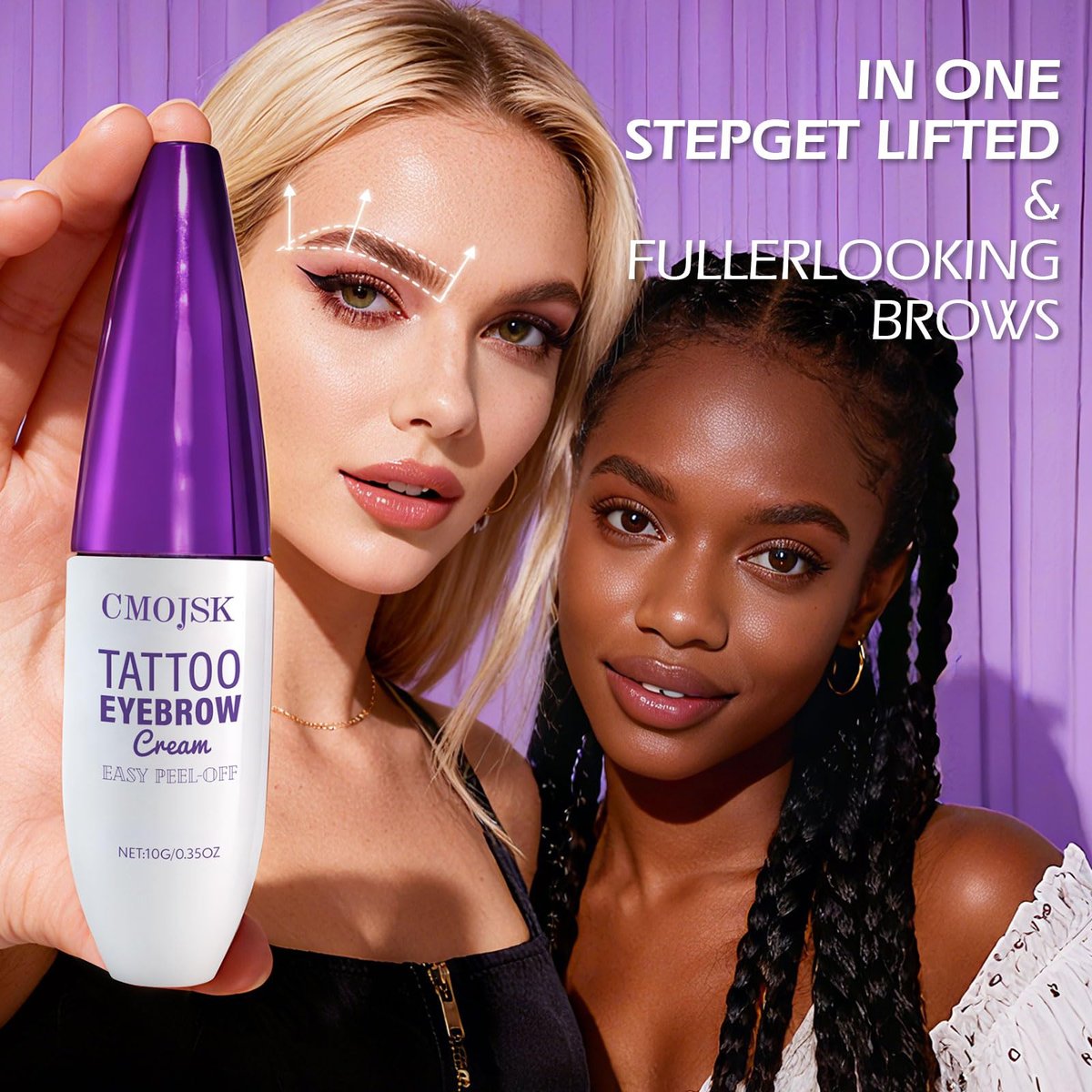 CMOJSK Tattoo Eyebrow Gel – Easy Peel Off, Semi-Permanent Eyebrow Tint for Natural-Looking, Waterproof, Sweatproof Brows (Black, 2-Pack) - görsel 11