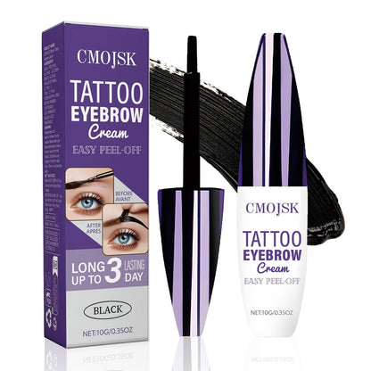 CMOJSK Tattoo Eyebrow Gel – Easy Peel Off, Semi-Permanent Eyebrow Tint for Natural-Looking, Waterproof, Sweatproof Brows (Black, 2-Pack)