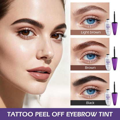 CMOJSK Tattoo Eyebrow Gel – Easy Peel Off, Semi-Permanent Eyebrow Tint for Natural-Looking, Waterproof, Sweatproof Brows (Black, 2-Pack)