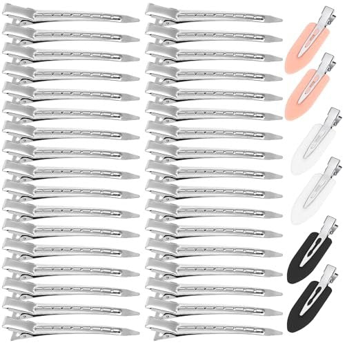 40 Pcs Hair Clips Set: Alligator Metal Hair Clips, Duckbill Sectioning Clips & No Crease Clips for Styling - görsel 2