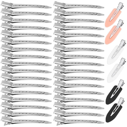 40 Pcs Hair Clips Set: Alligator Metal Hair Clips, Duckbill Sectioning Clips & No Crease Clips for Styling