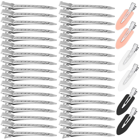 40 Pcs Hair Clips Set: Alligator Metal Hair Clips, Duckbill Sectioning Clips & No Crease Clips for Styling