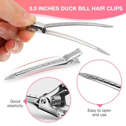 40 Pcs Hair Clips Set: Alligator Metal Hair Clips, Duckbill Sectioning Clips & No Crease Clips for Styling