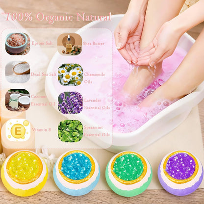 Lanwexy Bath Foot Bombs – 20 Pack Organic Natural Foot Soak with Essential Oils for Callus, Dry Cracked Feet & Foot Odor Avelisse