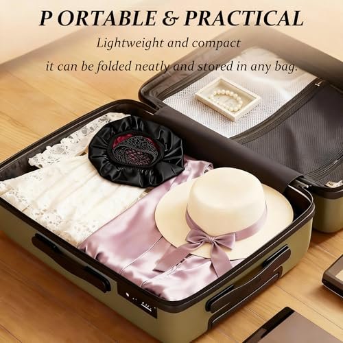 2026 Upgraded 2-in-1 Silk Press Wrap Cap Bonnet Reversible, Double Layered Satin Bonnet with Adjustable Tie, Sleeping Hair Wrap for Curly, Natural and Long Braided Hair - görsel 12