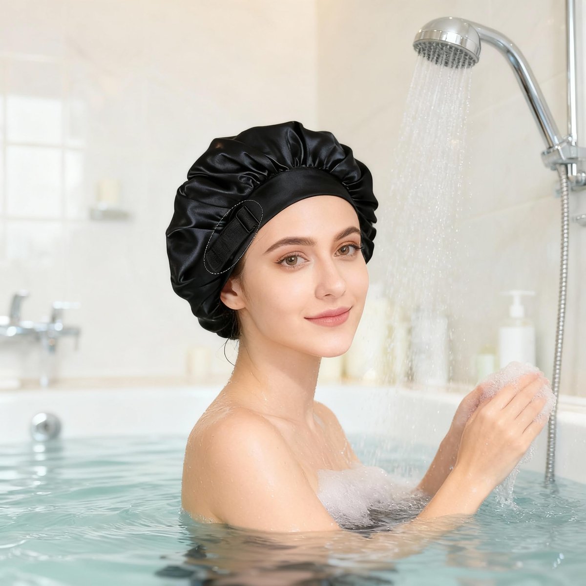 2026 Upgraded 2-in-1 Silk Press Wrap Cap Bonnet Reversible, Double Layered Satin Bonnet with Adjustable Tie, Sleeping Hair Wrap for Curly, Natural and Long Braided Hair - görsel 13