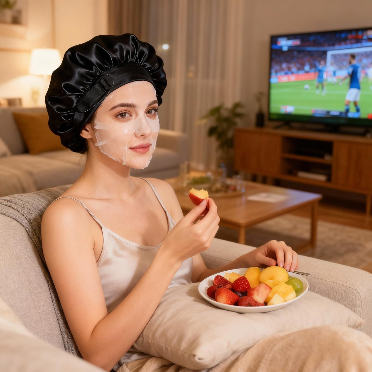 2026 Upgraded 2-in-1 Silk Press Wrap Cap Bonnet Reversible, Double Layered Satin Bonnet with Adjustable Tie, Sleeping Hair Wrap for Curly, Natural and Long Braided Hair - görsel 15
