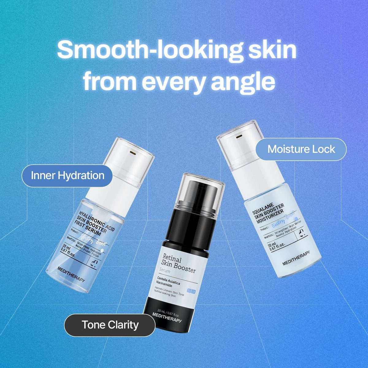 MEDITHERAPY Gentle Boost Kit – Korean Skin Care Set with Retinal & Hyaluronic Acid Serum & Squalane Moisturizer, Anti-Aging & Hydrating Routine, Beginner-Friendly Avelisse
