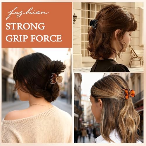 Auseibeely 8 Pcs 1.6" Small Claw Clips for Women Girls - Double Row Teeth Hair Clip for Thin/Fine/Medium Hair, Tortoise Shell & Black Non-Slip Jaw Clips Cute Accessories for Half Up Half Down - görsel 10