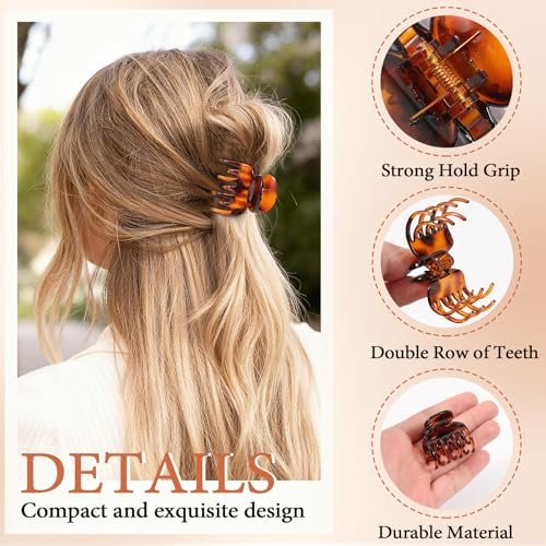 Auseibeely 8 Pcs 1.6" Small Claw Clips for Women Girls - Double Row Teeth Hair Clip for Thin/Fine/Medium Hair, Tortoise Shell & Black Non-Slip Jaw Clips Cute Accessories for Half Up Half Down - görsel 8