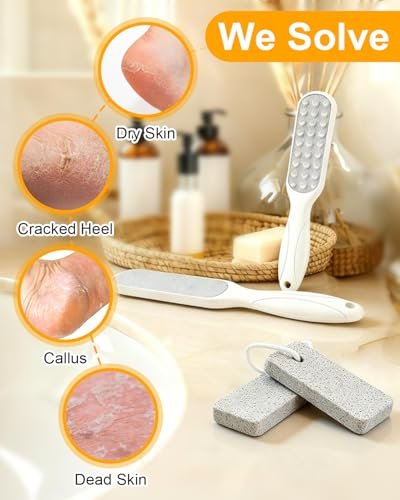 4-Piece Foot Callus Remover Set for Women – Pumice Stone Foot Scrubber for Smooth Cracked Heels & Dead Skin Care at Home - görsel 8