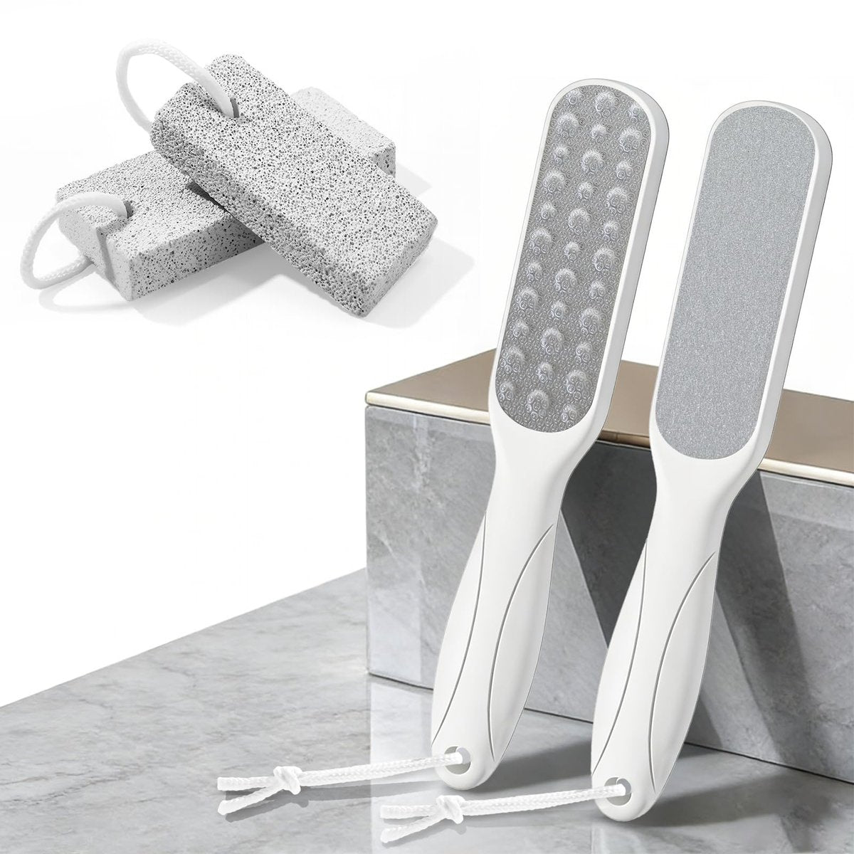 4-Piece Foot Callus Remover Set for Women – Pumice Stone Foot Scrubber for Smooth Cracked Heels & Dead Skin Care at Home - görsel 1