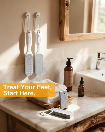 4-Piece Foot Callus Remover Set for Women – Pumice Stone Foot Scrubber for Smooth Cracked Heels & Dead Skin Care at Home