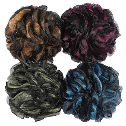 75g Large Loofah Bath Sponge Pouf - Exfoliating Body Scrubber Ball, Pack of 4 - Mixed Colors Avelisse