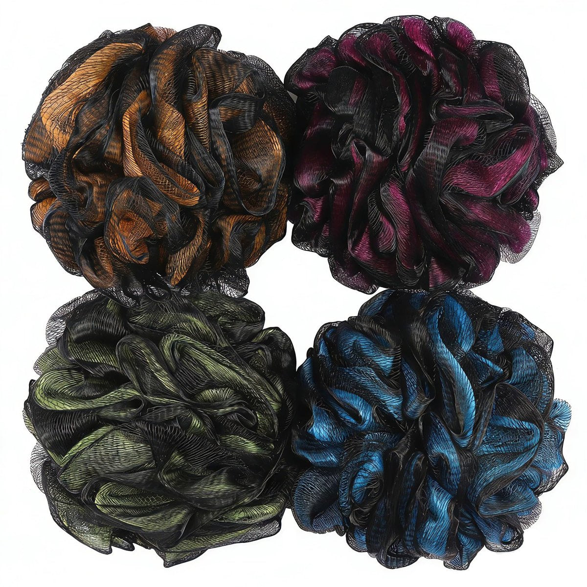 75g Large Loofah Bath Sponge Pouf - Exfoliating Body Scrubber Ball, Pack of 4 - Mixed Colors Avelisse