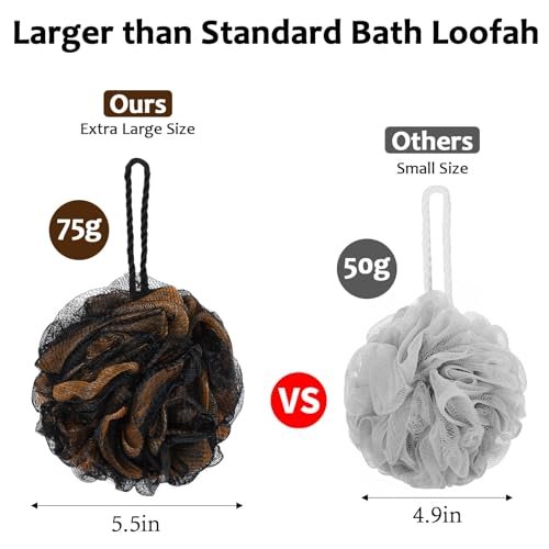 75g Large Loofah Bath Sponge Pouf - Exfoliating Body Scrubber Ball, Pack of 4 - Mixed Colors Avelisse