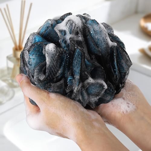 75g Large Loofah Bath Sponge Pouf - Exfoliating Body Scrubber Ball, Pack of 4 - Mixed Colors Avelisse