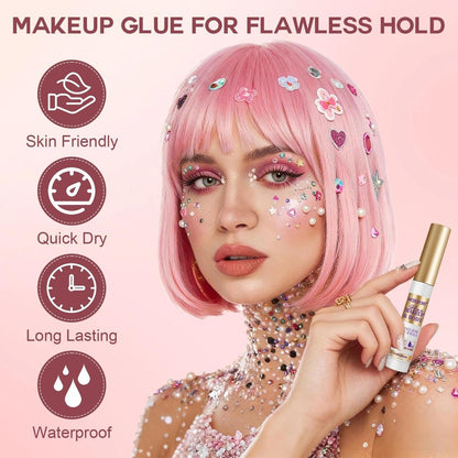 3-Pack Transparent Face Makeup Glue for Rhinestones, Waterproof Body Glue for Cosplay, Wig, Eyelashes & Hair Gems – Gentle Skin Adhesive for Women