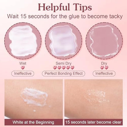 3-Pack Transparent Face Makeup Glue for Rhinestones, Waterproof Body Glue for Cosplay, Wig, Eyelashes & Hair Gems – Gentle Skin Adhesive for Women
