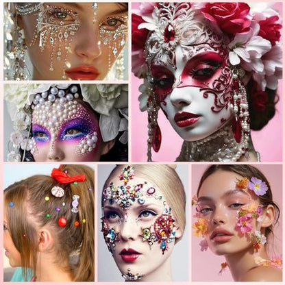 3-Pack Transparent Face Makeup Glue for Rhinestones, Waterproof Body Glue for Cosplay, Wig, Eyelashes & Hair Gems – Gentle Skin Adhesive for Women