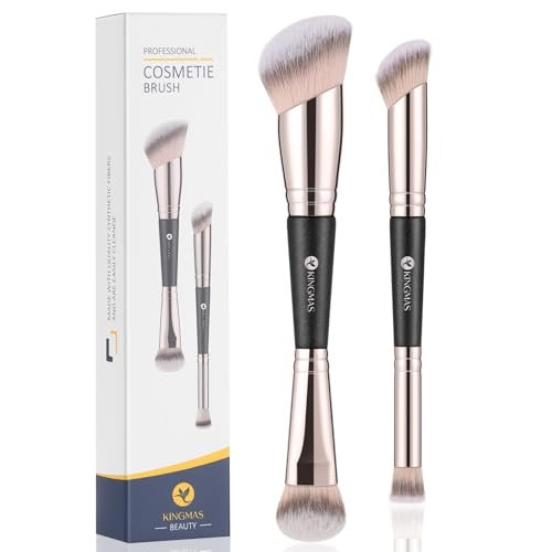 KINGMAS Foundation Concealer Brushes, 2PCS – Premium Synthetic Fibers: The bristles are made from soft, dense – Image 2