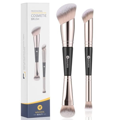 KINGMAS Foundation Concealer Brushes, 2PCS – Premium Synthetic Fibers: The bristles are made from soft, dense – Image 2