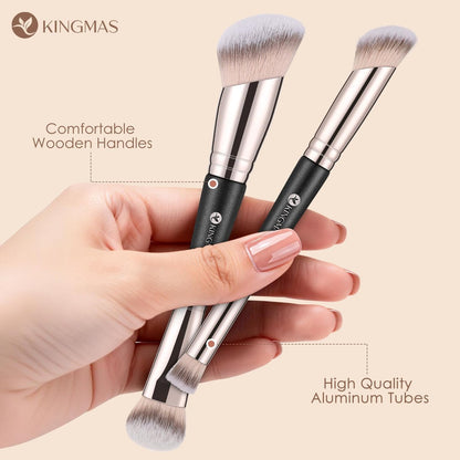 KINGMAS Foundation Concealer Brushes, 2PCS – Premium Synthetic Fibers: The bristles are made from soft, dense – Image 13