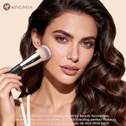 KINGMAS Foundation Concealer Brushes, 2PCS – Material: Synthetic fibers, wood handle, aluminum ferrule – Image 8