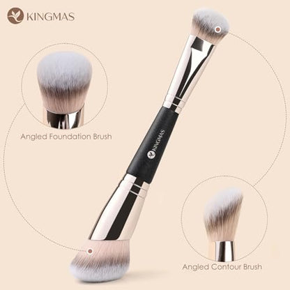 KINGMAS Foundation Concealer Brushes, 2PCS – Compact and Travel-Friendly: The set is compact enough to fit in a – Image 6